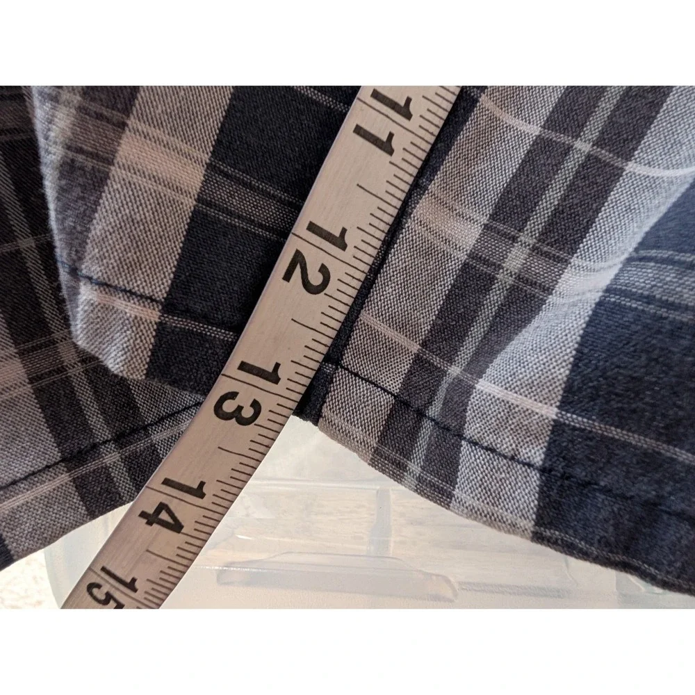 Y2K Dickies Plaid Shorts Mens 38 Navy Grey Flat Front Work Utility Skater Grunge